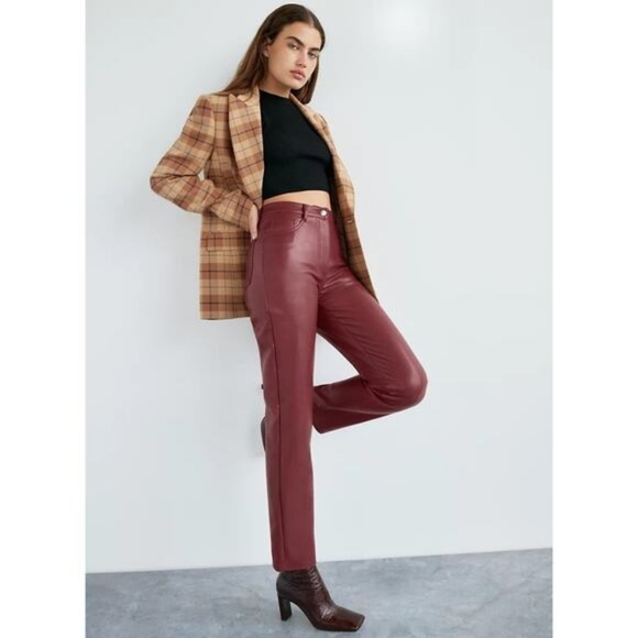 Wilfred Pants - Wilfred The Melina™ Super High-Rise Pant Vegan Leather Burgundy Red- 16